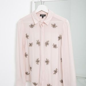 TOPSHOP, sheer blouse with beadin